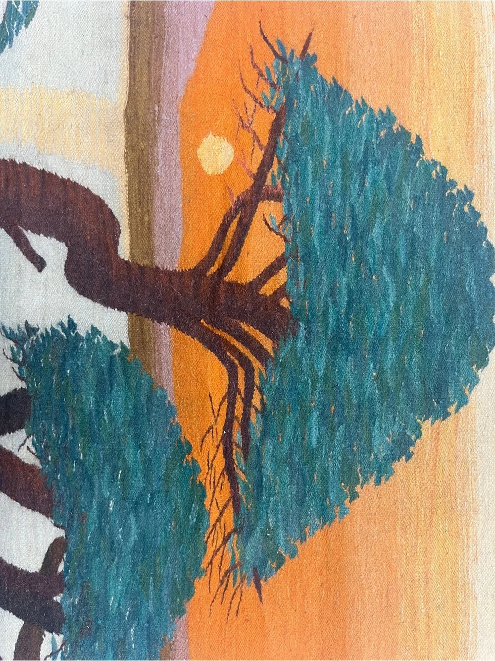Teal & Brown Sunset Tree Tapestry Wall Hanging